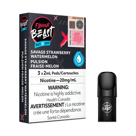 Flavour Beast Savage Strawberry Watermelon Iced S Pods - Online Vape Shop Canada - Quebec and BC Shipping Available