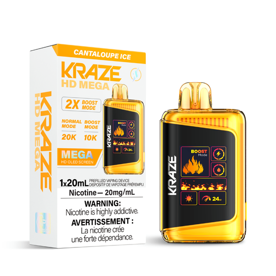 Kraze HD Mega 20K Disposable Vape - Cantaloupe Ice