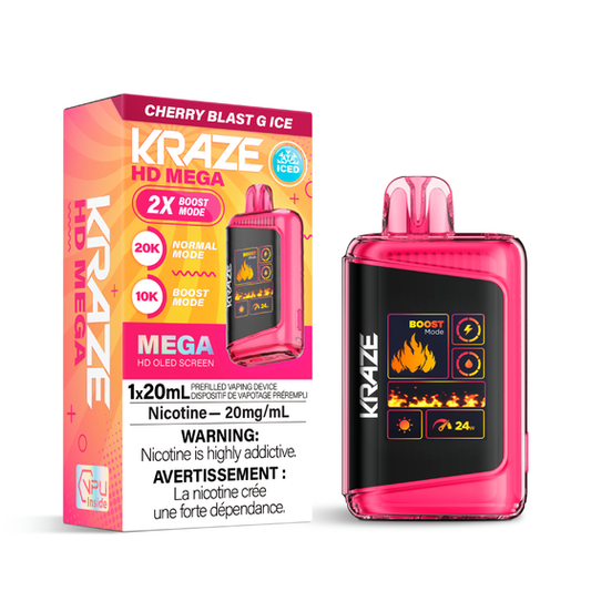 Kraze HD Mega 20K Disposable Vape - Cherry Blast G Ice