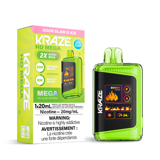 Kraze HD Mega 20K Disposable Vape - Sour Slam G Ice