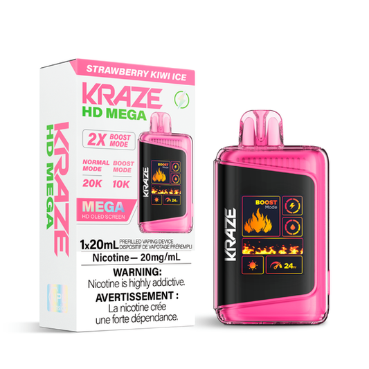 Kraze HD Mega 20K Disposable Vape - Strawberry Kiwi Ice