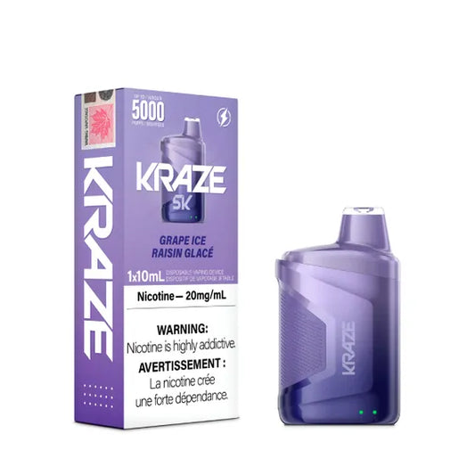 Kraze 5K Grape Iced Disposable Vape - Online Vape Shop Canada - Quebec and BC Shipping Available