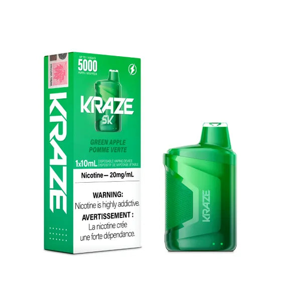 Kraze 5K Green Apple Disposable Vape - Online Vape Shop Canada - Quebec and BC Shipping Available
