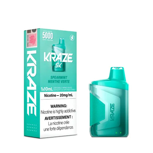Kraze 5K Spearmint Disposable Vape - Online Vape Shop Canada - Quebec and BC Shipping Available