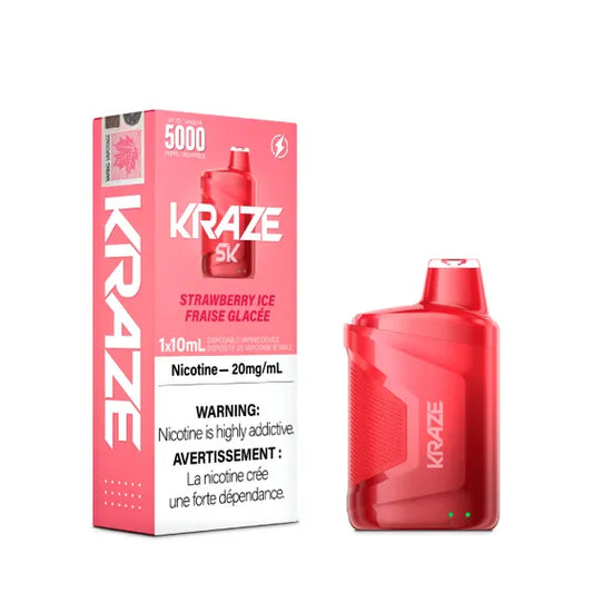 Kraze 5K Strawberry Iced Disposable Vape - Online Vape Shop Canada - Quebec and BC Shipping Available