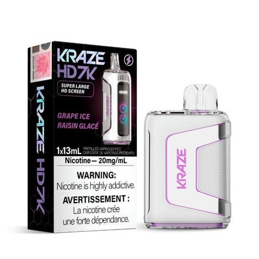 Kraze HD 7K Grape Ice Disposable Vape - Online Vape Shop Canada - Quebec and BC Shipping Available