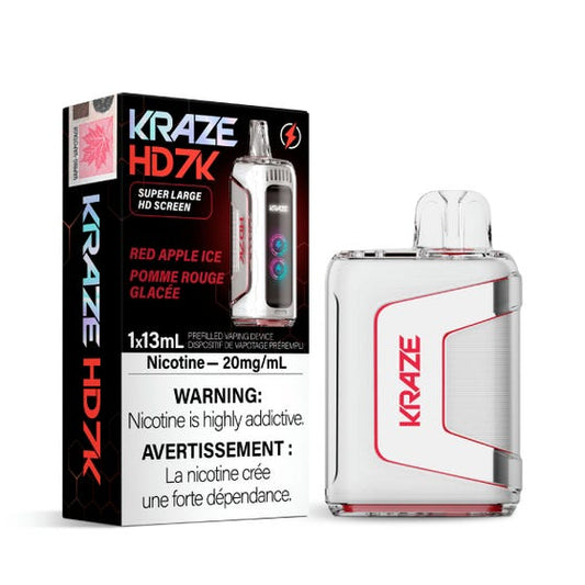 Kraze HD 7K Red Apple Ice Disposable Vape - Online Vape Shop Canada - Quebec and BC Shipping Available