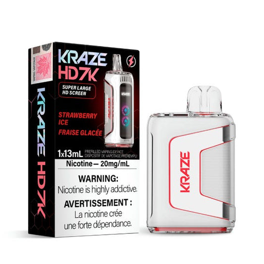 Kraze HD 7K Strawberry Ice Disposable Vape - Online Vape Shop Canada - Quebec and BC Shipping Available