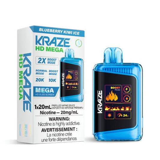 Kraze HD Mega 20K Disposable Vape - Blueberry Kiwi Ice