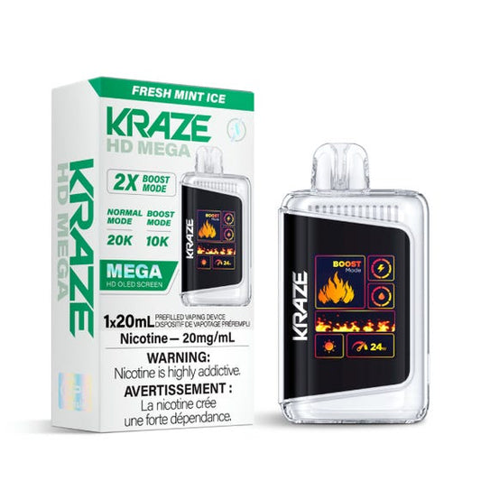 Kraze HD Mega 20K Disposable Vape - Fresh Mint Ice