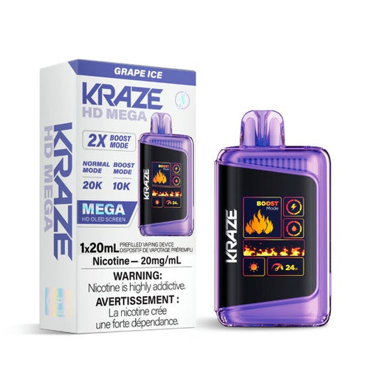 Kraze HD Mega 20K Disposable Vape - Grape Ice