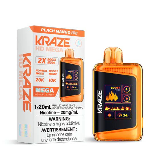 Kraze HD Mega 20K Disposable Vape - Peach Mango Ice