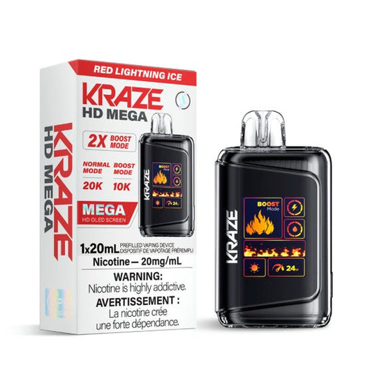 Kraze HD Mega 20K Disposable Vape - Red Lightning Ice