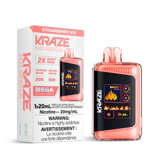 Kraze HD Mega 20K Disposable Vape - Strawberry Ice