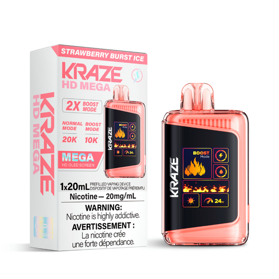 Kraze HD Mega 20K Disposable Vape - Strawberry Burst Ice