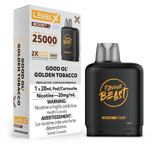 Level X Boost 25K Pods - Good Ol' Golden Tobacco