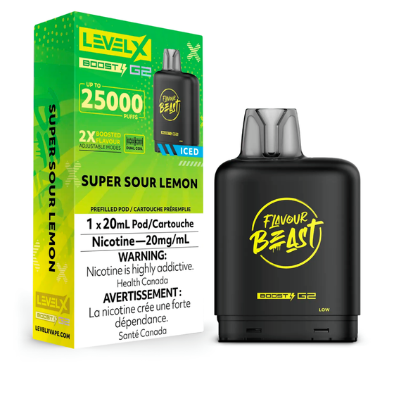 Level X Boost 25K Pods - Super Sour Lemon Iced
