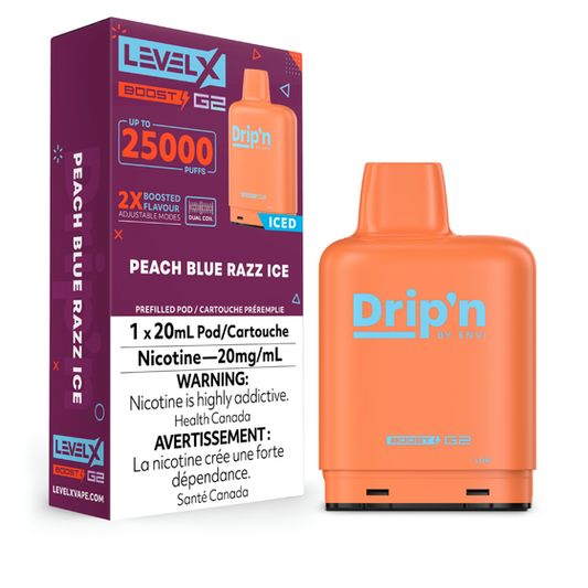 Level X Drip'n Boost 25K Pods - Peach Blue Razz Ice