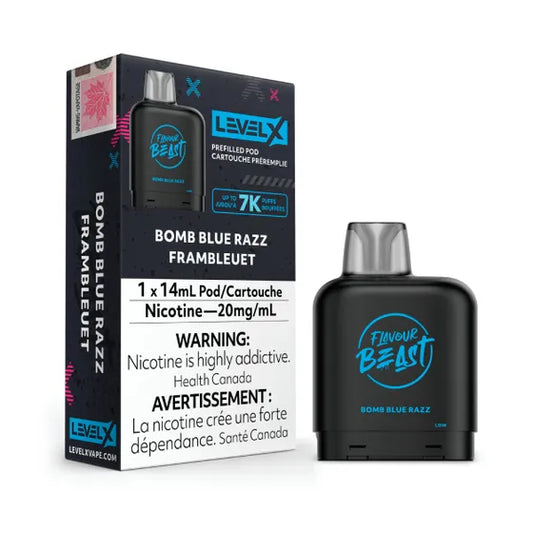 Level X Bomb Blue Razz Flavour Beast Pod - Online Vape Shop Canada - Quebec and BC Shipping Available