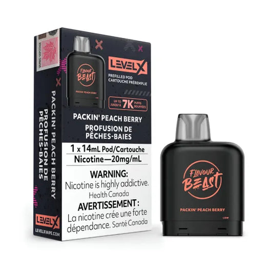 Level X Packin Peach Berry Flavour Beast Pod - Online Vape Shop Canada - Quebec and BC Shipping Available