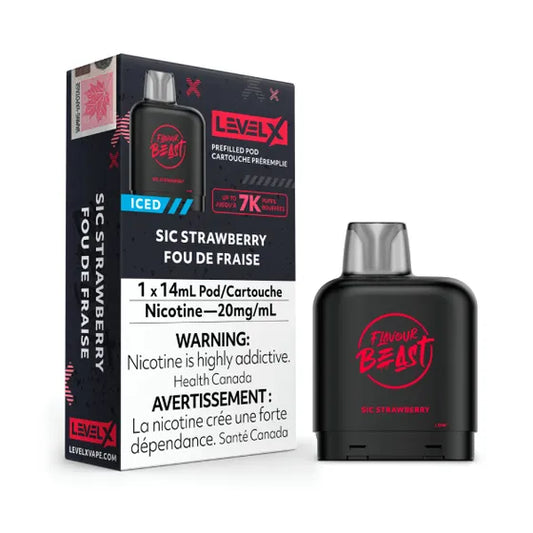 Level X Sic Strawberry Iced Flavour Beast Pod - Online Vape Shop Canada - Quebec and BC Shipping Available