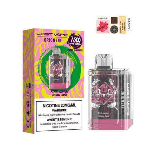 LOST VAPE Orion Bar 7500 Pink Lemon - Online Vape Shop Canada - Quebec and BC Shipping Available