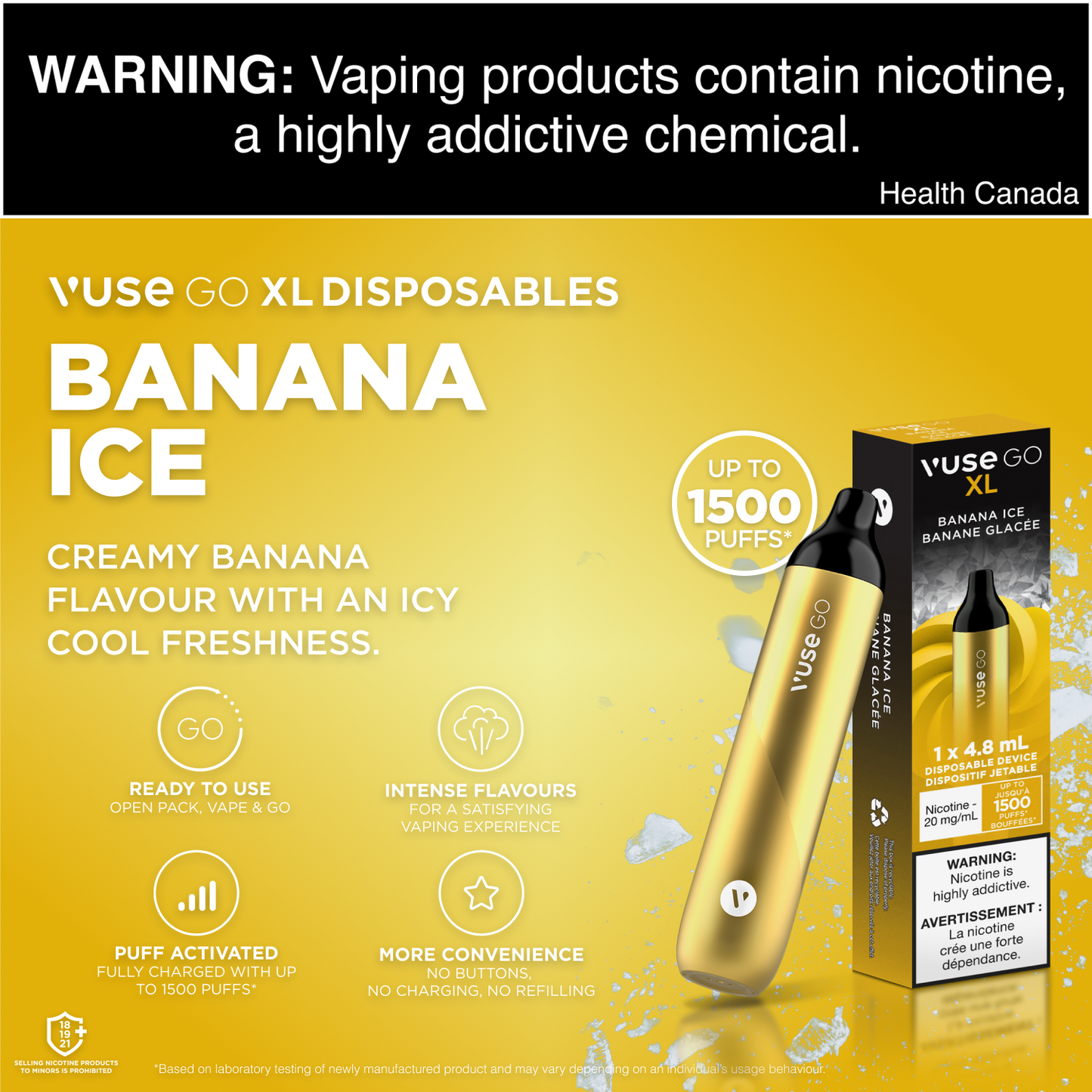 Vuse Go XL Banana Ice Disposable Vape - Online Vape Shop Canada - Quebec and BC Shipping Available