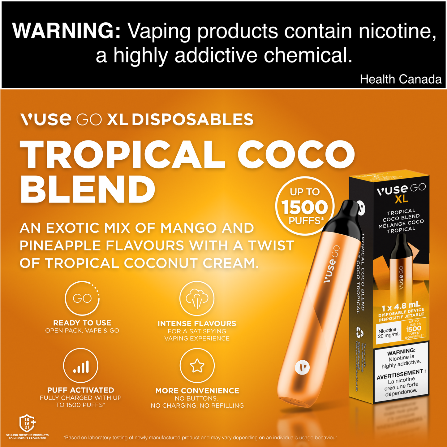 Vuse Go XL Tropical Coco Blend Disposable Vape - Online Vape Shop Canada - Quebec and BC Shipping Available