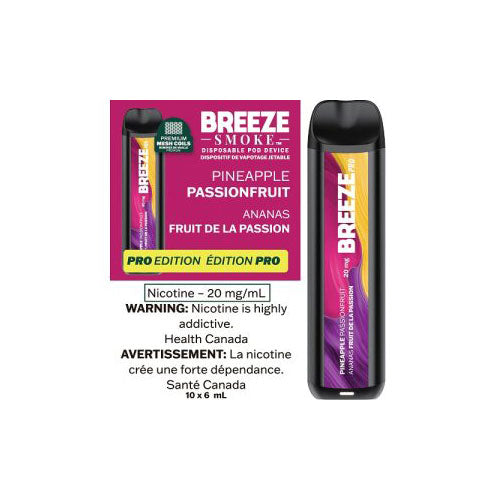 Breeze Pro Pineapple Passionfruit Disposable Vape - Online Vape Shop Canada - Quebec and BC Shipping Available