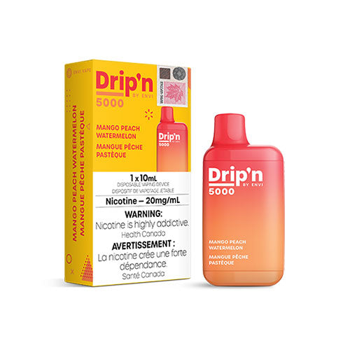 Drip'n by Envi Mango Peach Watermelon Disposable Vape - Online Vape Shop Canada - Quebec and BC Shipping Available