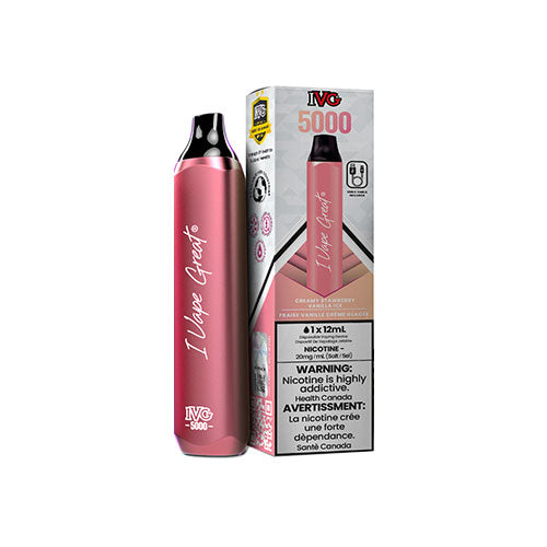 IVG 5000 Disposable Vape Creamy Strawberry Vanilla Ice - Online Vape Shop Canada - Quebec and BC Shipping Available