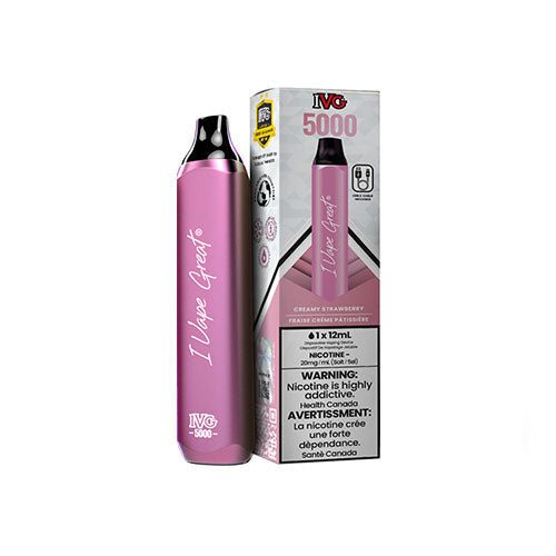 IVG 5000 Disposable Vape Creamy Strawberry - Online Vape Shop Canada - Quebec and BC Shipping Available